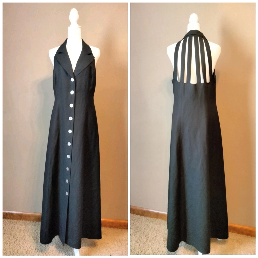 Jessica Howard Backless Halter Dress 65% Linen 35% Rayon - Picture 12 of 12